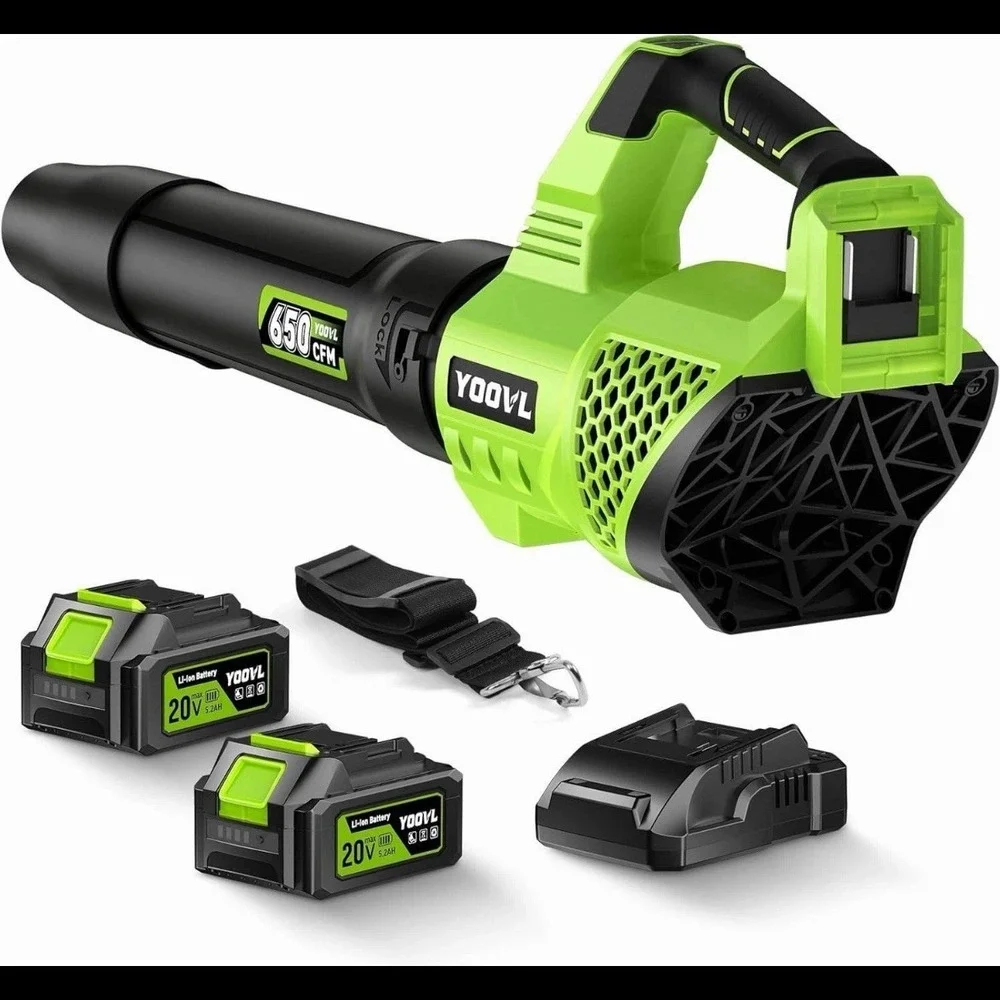 Leaf Blower Cordless, 650CFM Electric Leaf Blowers with 2 x 5.2Ah Batteries